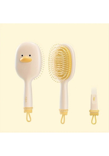 Elmpaly Sarı Renkli Anti-statik Ayı Yüz Tasarımlı Yumuşak Fırça Saç Açma Ve Masaj Tarak