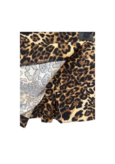 Kız Çocuk Bel Lastikli Leopar Desenli Şort Etek-14740 Kahverengi