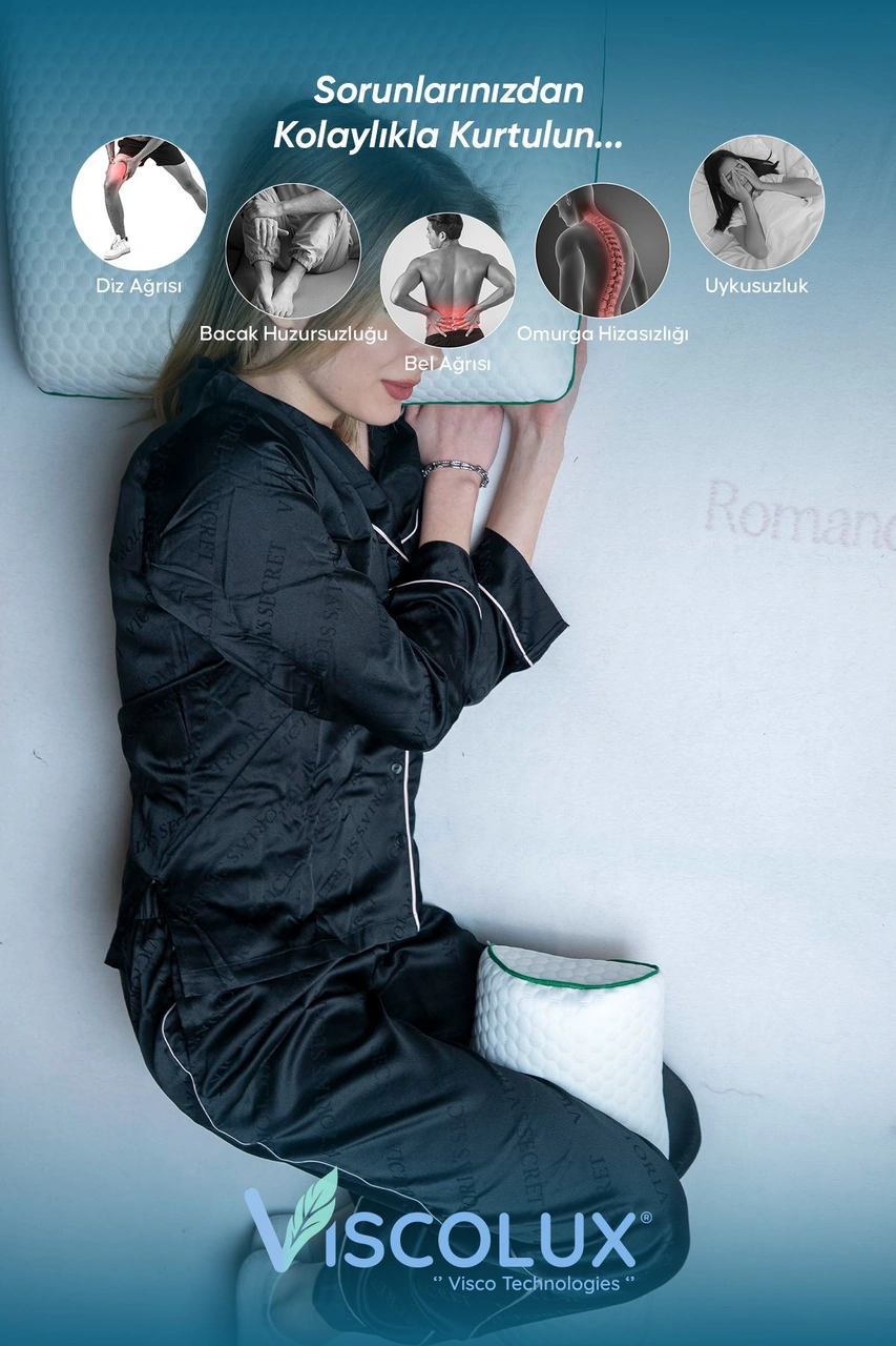 Çok Amaçlı Ortopedik Visco Yastık - Horlama Yastığı Hamile Yastığı 42x18x9 Yeşil