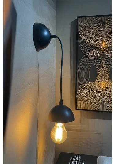 Siyah Duvar Apliği Endüstriyel & Minimalist Tasarım Modern Dekoratif Edison Lamba Siyah