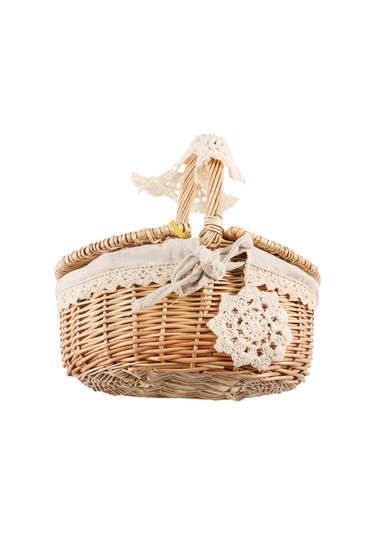 Xiaaokeji Sepet Hasır Kamp Piknik Sepeti Ve Ahşap Hasır Piknik Sepeti Kahverengi