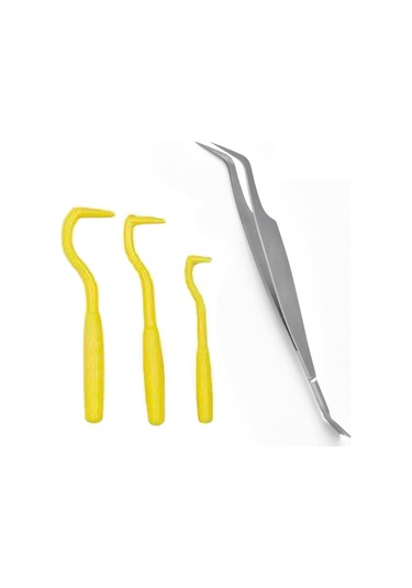 Geekyou Evcil Hayvan İçin Çift Uçlu Çelik Kenar Tık Çıkarıcı Seti - 3 Plastik + 1 Çelik İplikçı - Hızlı Ve Güvenli Kene/kurt Temizliği