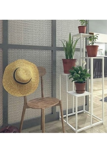 Çiçeklik Zlf Dekoratif Kule Model Metal Transmisyon Çelik Beyaz S