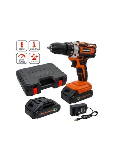 Max Extra MX1815 18V 1.5 Ah 10 MM Mandren Çift Akülü Matkap Vidalama