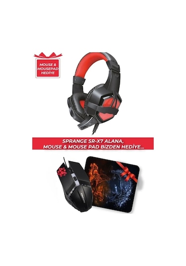 Sr-x7 R 108 Db/mw Pc Oyuncu Kulaklığı Mouse & Mousepad li