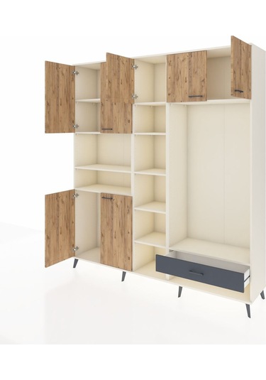 Hyperion Dolap 11 Raflı Tek Çekmeceli 7 Kapaklı 220x44x243 Aytaşı-çam/antrasit Atlas Çam/antrasıt