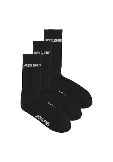 Jack & Jones Erkek Logo Detayli 3'lü Çorap Paketi - 12260083 Black