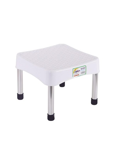 Mandella Sağlam Plastik Rattan Alüminyum Ayak Mini Tabure 2 Adet