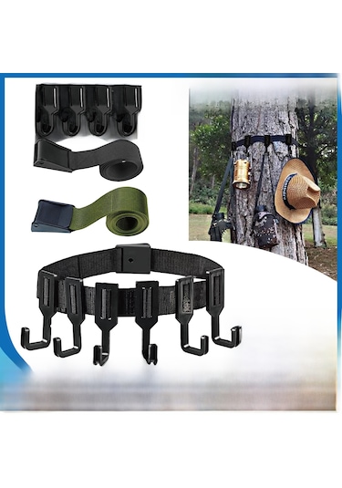Yunboo Doğa Kampı Ağaç Kanca Seti - 1.5m Asker Yeşili Örgü Kayış + 10 Adet Dayanıklı Kanca - Kolay Kurulum Outdoor Çanta Aletleri Asma Gereci Haki