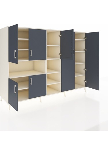 Kronos Dolap 13 Raflı 7 Kapaklı 220x59x163 Aytaşı-antrasit/aytaşı Aytaşı-antrasit/aytaşı