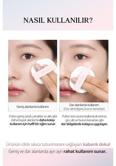 Hassas Uygulama Sağlayan Makyaj Pufu Clio Kill Cover High-glow Cushion Puff