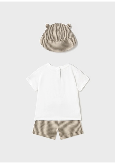 Mayoral 1651 Erkek Bebek Sapkalı T-shırt Şort Set Çok Renkli