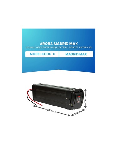Arora Madrıd Max Uyumlu Batarya 36v 10ah Elektrikli Bisiklet Bataryası Siyah