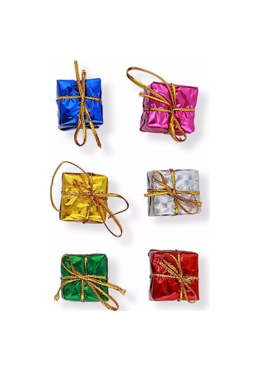 12 Adet Hediye Paketi Renkli Noel Yılbaşı Çam Ağacı Süsü 3 Cm