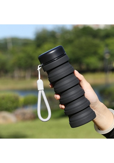 Suntek Dağcılık Kamp Seyahat Için Katlanabilir Su Şişesi Siyah