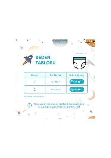 Sevi Bebe Lüks Bebek Alıştırma Külodu Gezegen Desenli 1 No 10-15 Kg
