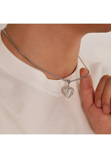 Opk Gx2410 Kişiselleştirilmiş Vintage Tüy Kalp Alaşımlı Kolye Çelik Kolye Çok Renkli