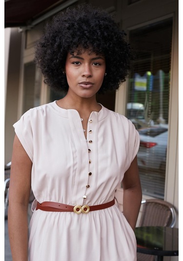 Kadın Yumuşak Dokulu İpeksi Modal Kumaş Hakim Yaka Beli Lastikli Önü Düğmeli Diz Altı Elbise-taş Taş Kadın Yumuşak Dokulu İpeksi Modal Kumaş Hakim Yaka Beli Lastikli Önü Düğmeli Diz Altı Elbise-taş Taş