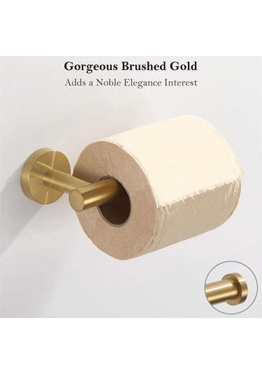 Skycity Altın Paslanmaz Çelik Duvar Tipi Banyo Servis Seti: Havlu Asıcı, Paspas Kanca Ve Tuvalet Kağıdı Tutucu Altın