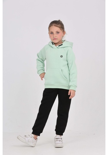 Toontoy Kız Çocuk Garni Nakışlı Eşofman Takım Mint Yeşili