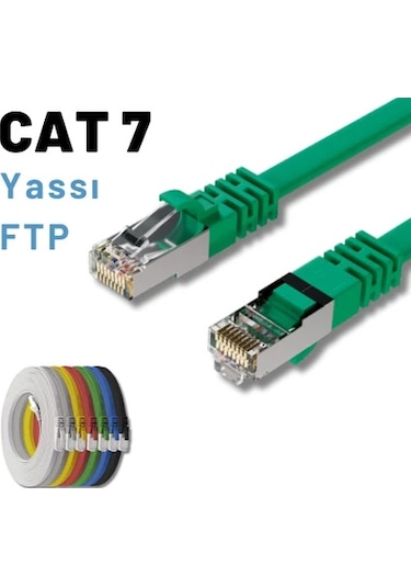 Irenıs 3 Metre Yeşil Cat7 Kablo Yassı Ftp Ethernet Network Lan Ağ Kablosu