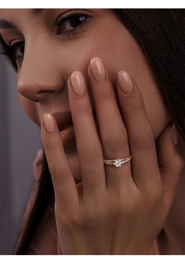 Veronika 925 Ayar Gümüş Altın Kaplanlı Fiyanit Taşlı Nikah Yüzüğü 268439643 Altın