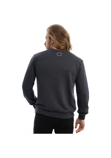 Erkek Polo State Baskılı Bisiklet Yaka Sweat Koyu Kahve Füme