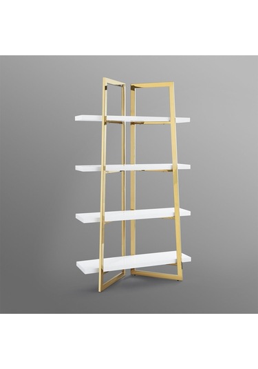 Nysa Gold Metal Beyaz Kitaplık & Raf