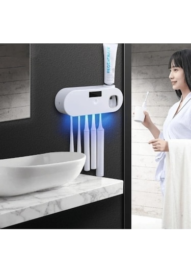 Novahub Akıllı Diş Fırçası Tutucu Beyaz, Otomatik Diş Macunu Sıkacağı Kutusu Beyaz