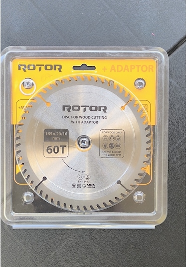Ahşap Kesme Diski Rotor 165 20/16 Adaptörlü 60t