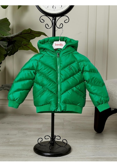 Benitto Kids Erkek Bebek Kapüşonlu Kışlık Mont 51332 Yeşil