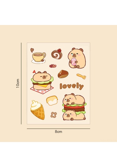 Symbee Kahve Tonlu Kapybara Desenli Pet Stickerler - Öğrencilik Ve Dıy İçin Su Geçirmez 10 Adet Karton Sticker Seti