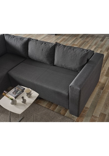Kagu Corner Poly-l Köşe Takimi-kanepe-yatak-dinlenme Koyu Gri