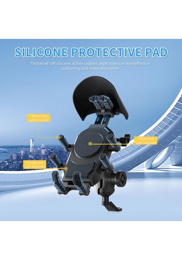 Neevoyu Motosiklet Telefon Tutucu, Yansıta Montajlı, Şok Emici, Hırsızlığa Dayanıklı, 69-93mm Genişlik Aralığı, Siyah, Pa6+gf+silikon Malzeme Siyah