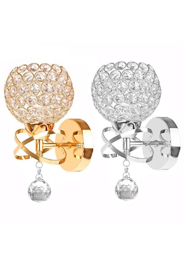 Suntek Kristal Duvar Işıkları Başucu Koridor Lambası Aplik Altın 2 Altın