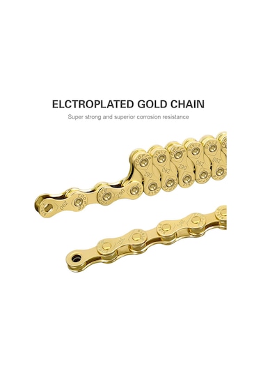 Folinda Toopre 6-7-8 Vites Bisiklet Zinciri, Tam Elektroplated Pas Koruma, Dağ Yolu Bisikleti İçin Altın Rengi Çok Renkli