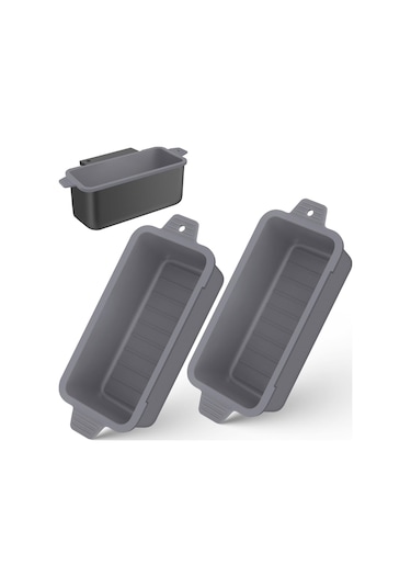 Ximistore9 2 Adet Gri Yeniden Kullanılabilir Silikon Yağ Fincanı Kılıfı, Dayanıklı Tava Yağ Akış Tablası, Teppanyaki Aksesuarı Gri