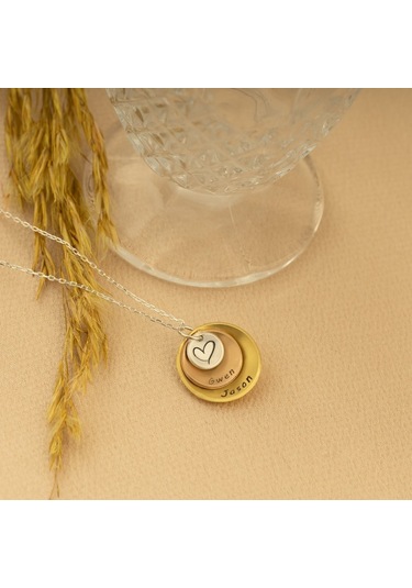 Dkmn Gümüş 925 Ayar Gümüş İç İçe 3 Levhalı İsim Kolye