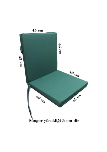 Mirzade 6 Adet Elit Su Geçirmez Yüksek Arkalı Minder-koyu Yeşil