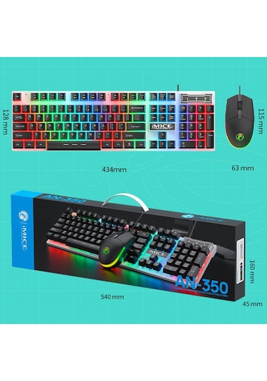 İmıce An-350 Asılı Tuşlular Mekanik Hisli Parlayan Kablosuz Oyun Klavye Ve Fare Seti Kırmızı Optik
