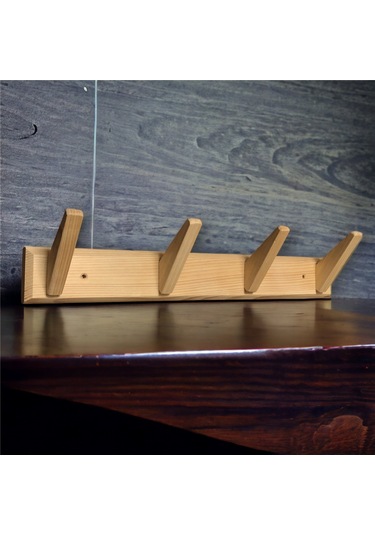 Tek-iş Masif Ahşap Portmanto Duvar Askısı Dörtlü 4'lü Ahşap Duvar Askısı Ahşap