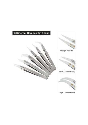 Aubyhe 6 Parça Seri: Manyetik Dayanıklı, İletken Olmayan, Ucu Sivri Ve Kıvrık Hassas Seramik镊组