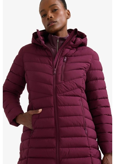 Defacto Defactofit Su İtici Regular Fit Kapüşonlu Şişme Parka Mont C6035ax25wnbr232 Bordo-br232