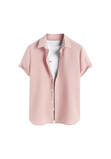 Snapbuy 2025 Erkek 3d Havai Gömlek - Basit Çizgili, Gevşek Nefes, Yazlık Kısa Kollunane Nane