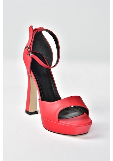 Fox Shoes Kırmızı Platform Kalın Topuklu Kadın Ayakkabı K40458010