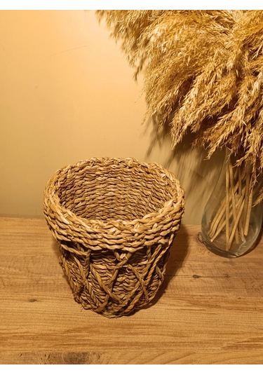 Hasır Kalın Örgü Dekoratif Tasarım Saksı
