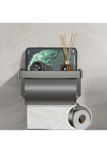 Willowhaven 1/2" Duvar Tipi Kağıt Havlu Askısı - Dayanıklı Alüminyum, Kurulumu Kolay Matkapsız Tasarım, Siyah Siyah