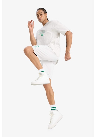 Defacto Defactofit Nba Boston Celtics Standart Fit Kısa Paça Şort E4861ax25augr519 Gri