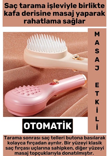 Premium Yüksek Kaliteli Basınçlı Masaj Etkili Esnek Yumuşak Uçlu Otomatik Tuşlu Saç Temizleme Tarağı