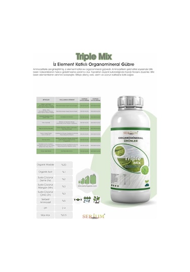 Serium Triple Mix İz Element Katkılı Organomineral Gübre 1lt 1 LT